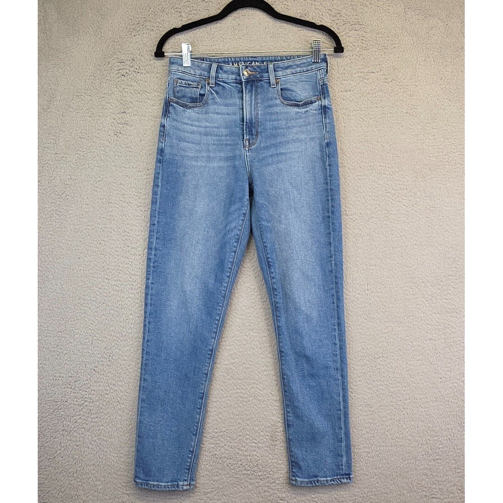 American Eagle‎ Mom Jeans Womens 2 Tapered High Rise Slim Fit Denim Medium Wash